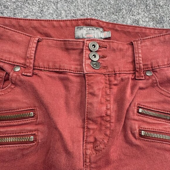 Torrid Jeggings Womens 18R Rust Zipper Accents Super Soft Skinny Jeans Moto Tech - Picture 4 of 16